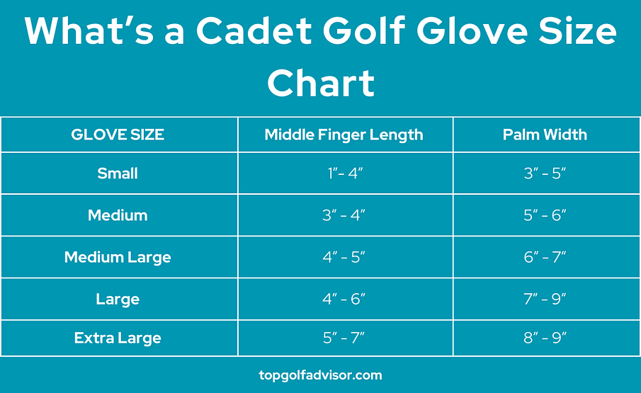 Whats a Cadet Golf Glove Size Chart